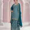 Amazing Blue Color Chinon Multi Coding Work Salwar Suit