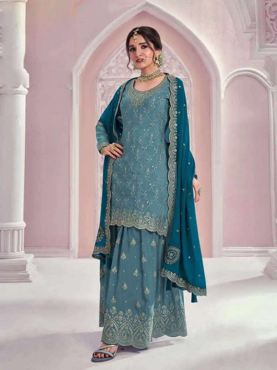 FC 69541 Blue Color Chinon Multi Coding Work Salwar Suit Casual, Wedding, Party, Festive, Events Etc.4-6 Working Days@ 2749/-only | Jump Suits, Salwar suit, Casual Suits, Creative suits, Designer Suits, Palazzo Suits, Party Wear Suits, Patiala Suits, Straight Suits