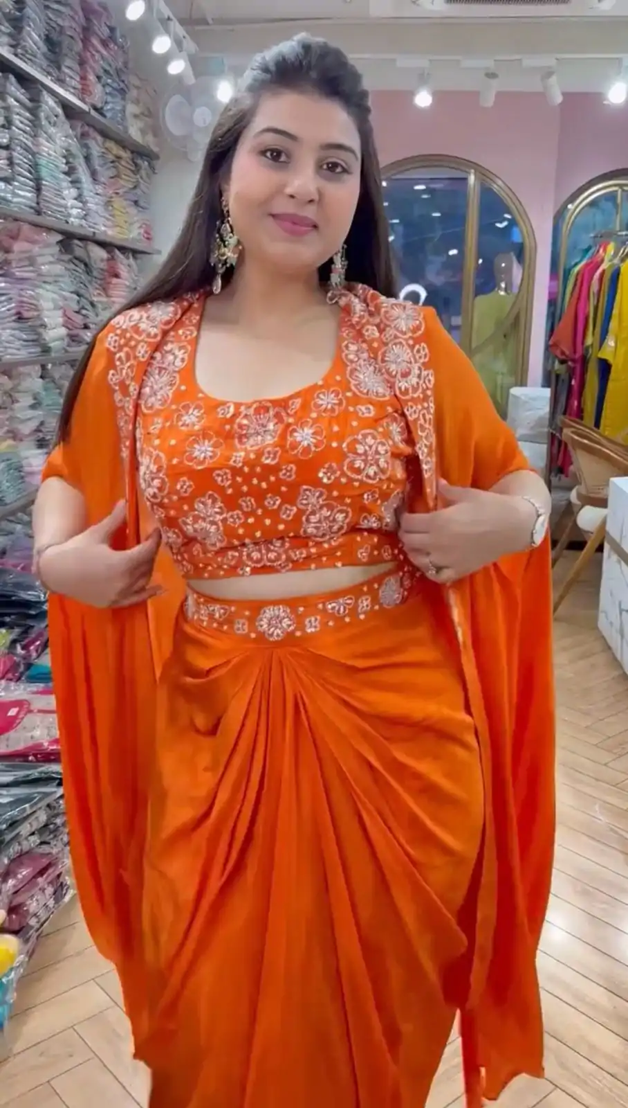 RTC 5859 Orange Color Satin Silk Thread With Sequence Dhoti Suit Casual, Wedding, Festive, Events. Expected Delivery  4-6 Working Days @1999/- only      | Jump Suits, Salwar suit, Casual Suits, Creative suits, Designer Suits, Palazzo Suits, Party Wear Suits, Patiala Suits, Straight Suits