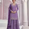 Amazing Violet Color Chinon Multi Coding Work Salwar Suit