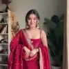 Attractive Red Color Jimi Choo Thread with Sequence Salwar Suit