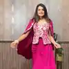 Awesome Pink Color Chinon Sequence Embroidery Work Dhoti Suit