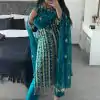 Beautiful Blue Color Chinon Silk With Embroidery Work Salwar Suit