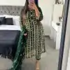 Beautiful Green Color Chinon Silk With Embroidery Work Salwar Suit