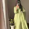 Beautiful Pista Color Chinon Cotton Thread Embroidery Work Salwar Suit