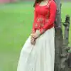 Beautiful White And Red Color Chinon Thread Sequence Lehenga Choli