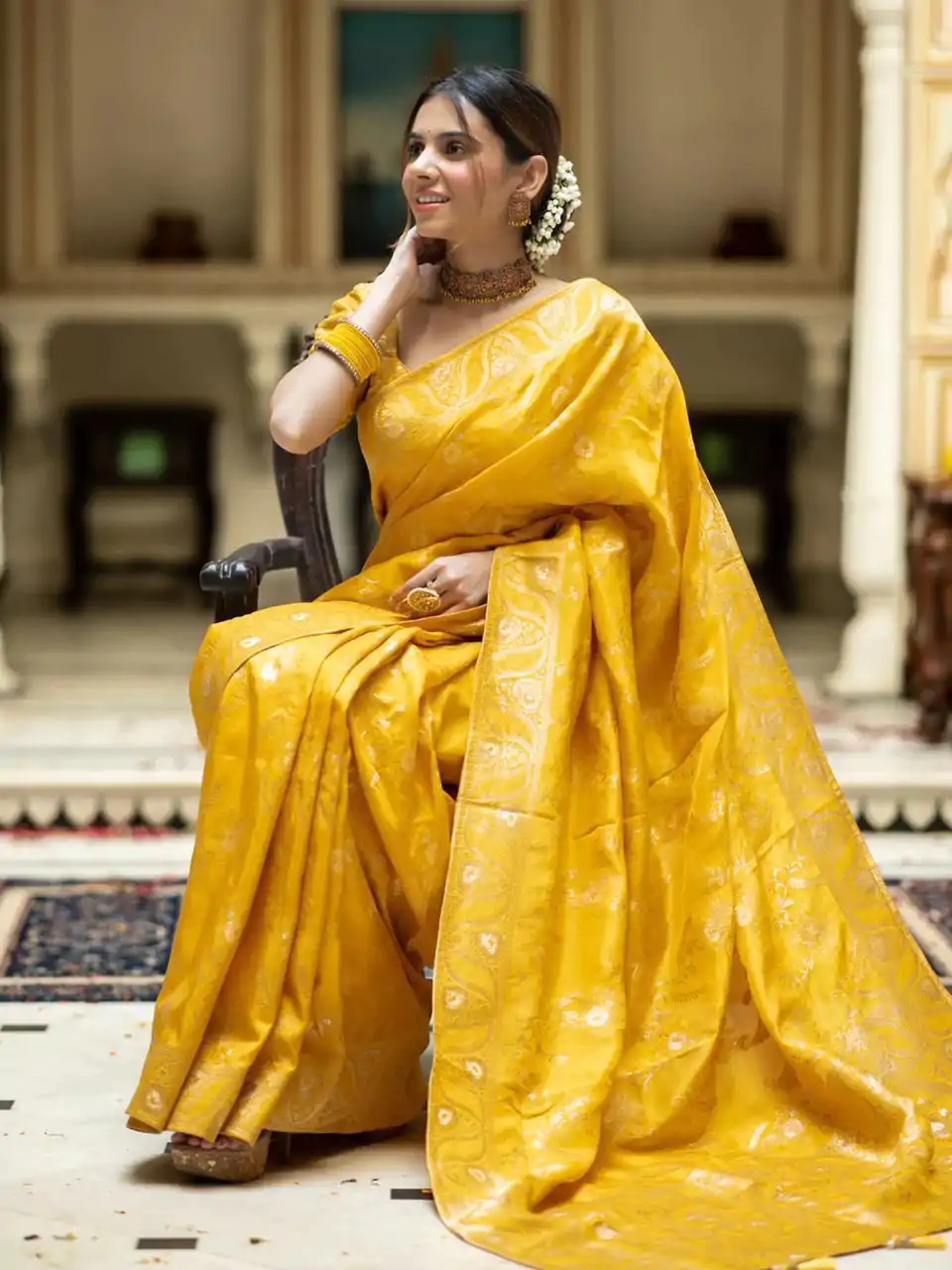 MB 494 Yellow Color Soft Litchi Silk All Over Weaving Saree Casual, Wedding, Festive, Events . Expected Delivery  4-6 Working Days @1199/- only                                                                                                                                             | Sarees, Bollywood Sarees, Creative Sarees, Designer Sarees, Embroidered Sarees, Ethnic Saree, Modern Digital sarees, Party Wear Sarees
