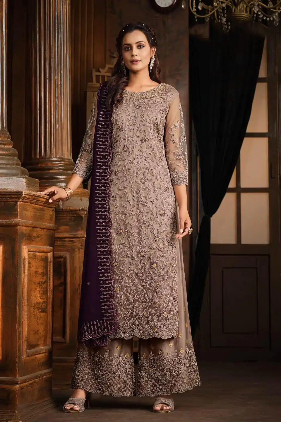 FC 5391 Cream Color Net With Coding Sequence Work Salwar Suit Casual, Wedding, Party, Festive, Events Etc.4-6 Working Days@ 2699/-only | Jump Suits, Salwar suit, Casual Suits, Creative suits, Designer Suits, Palazzo Suits, Party Wear Suits, Patiala Suits, Straight Suits