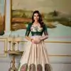 Classic Green Color Dola Silk Kalamkari Print Zari Weaving Broder Gown