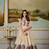 Classic Red Color Dola Silk Kalamkari Print Zari Weaving Broder Gown