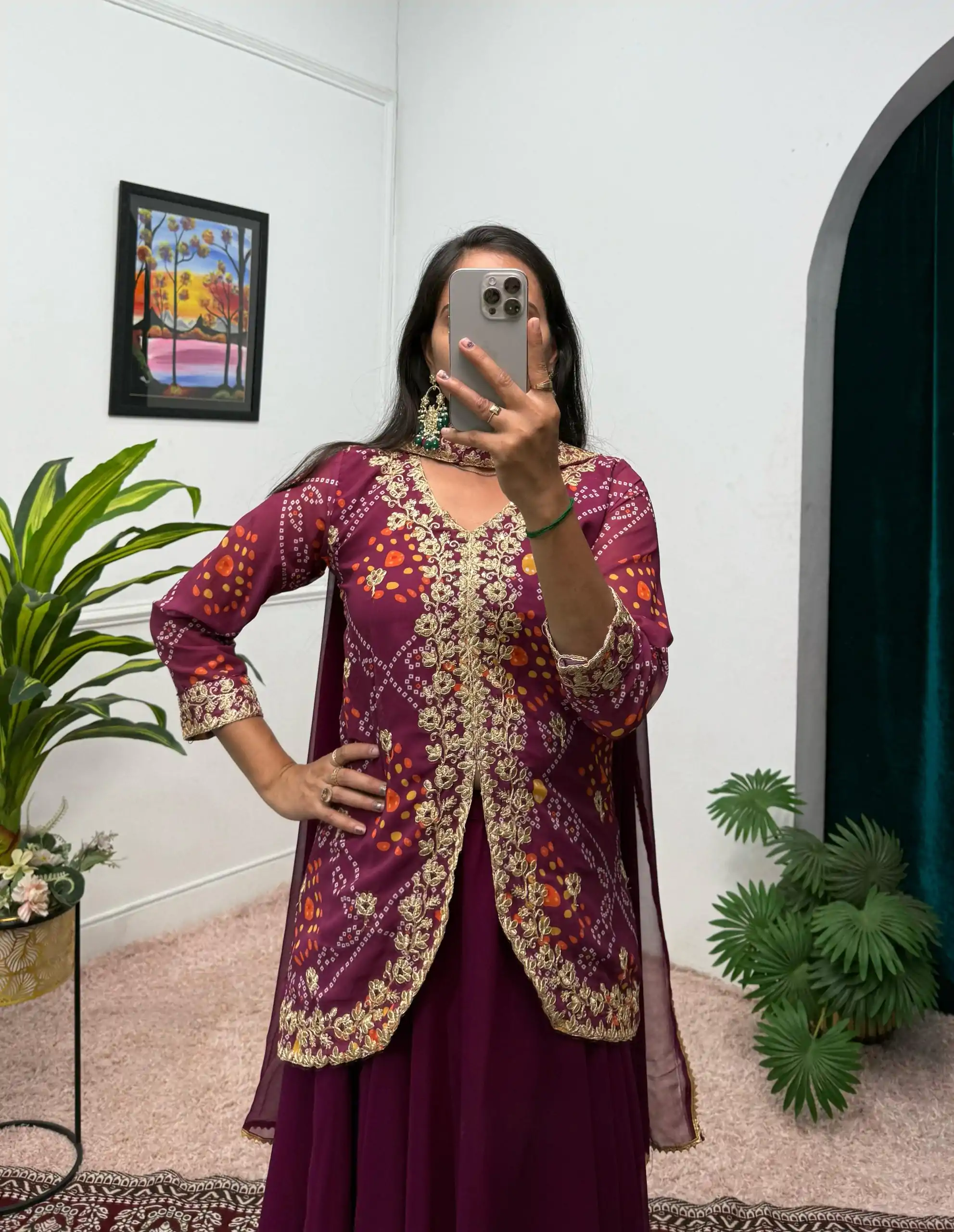 ST 1084 Wine Color Printed Faux Georgette Embroidery Work Salwar Suit Casual, Wedding, Party, Festive, Events Etc.4-6 Working Days@ 1949/-only | Jump Suits, Salwar suit, Casual Suits, Creative suits, Designer Suits, Palazzo Suits, Party Wear Suits, Patiala Suits, Straight Suits