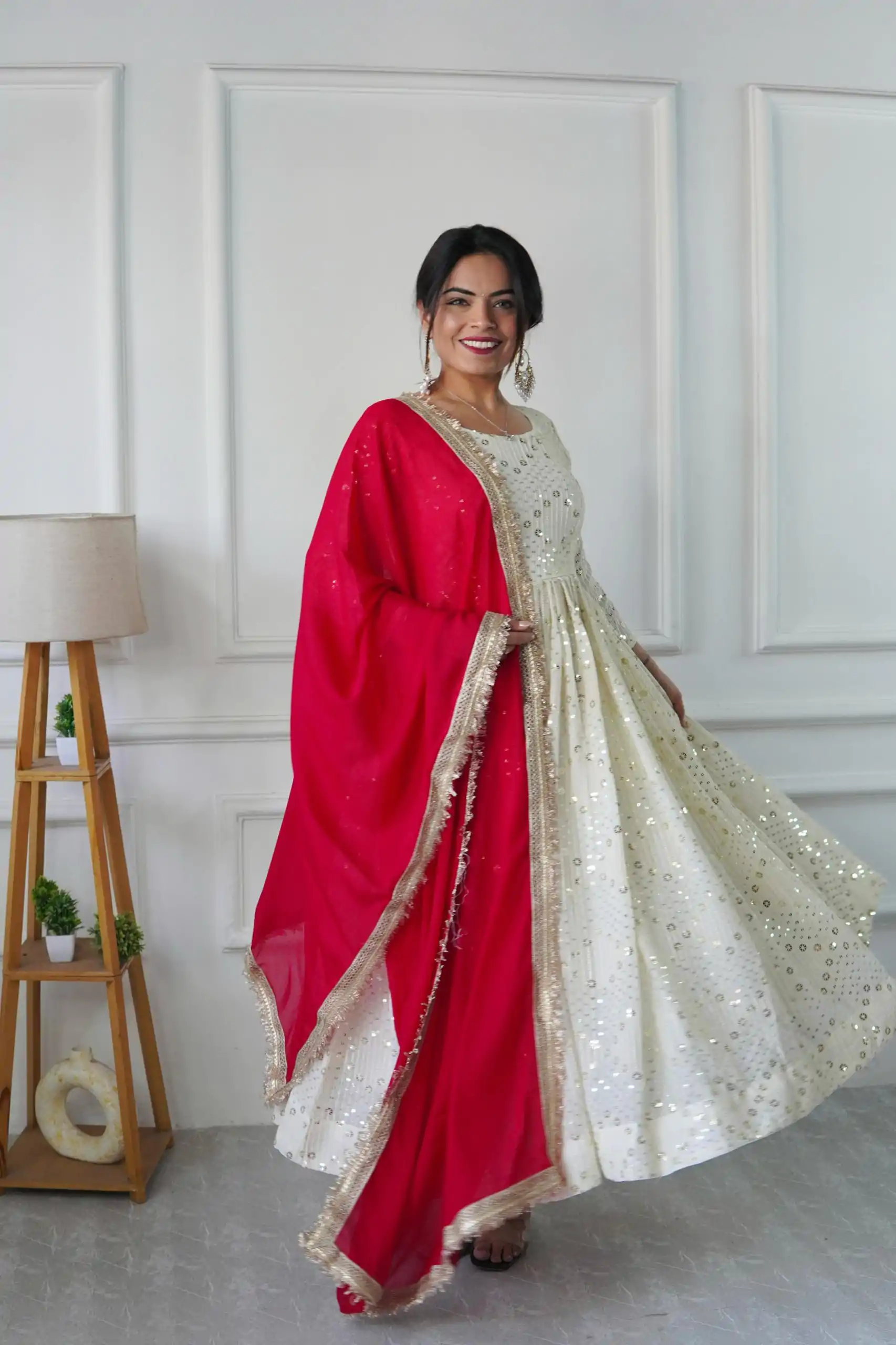 VLM 251 Half White Color Georgette Embroidery Work Gown Casual, Wedding, Party, Festive, Events Etc. Expected Delivery 4-6 Working Days @2099/- | Gowns, Bollywood Gowns, Creative Gowns, Designer Gowns, Embroidered Gowns, Party Wear Gowns