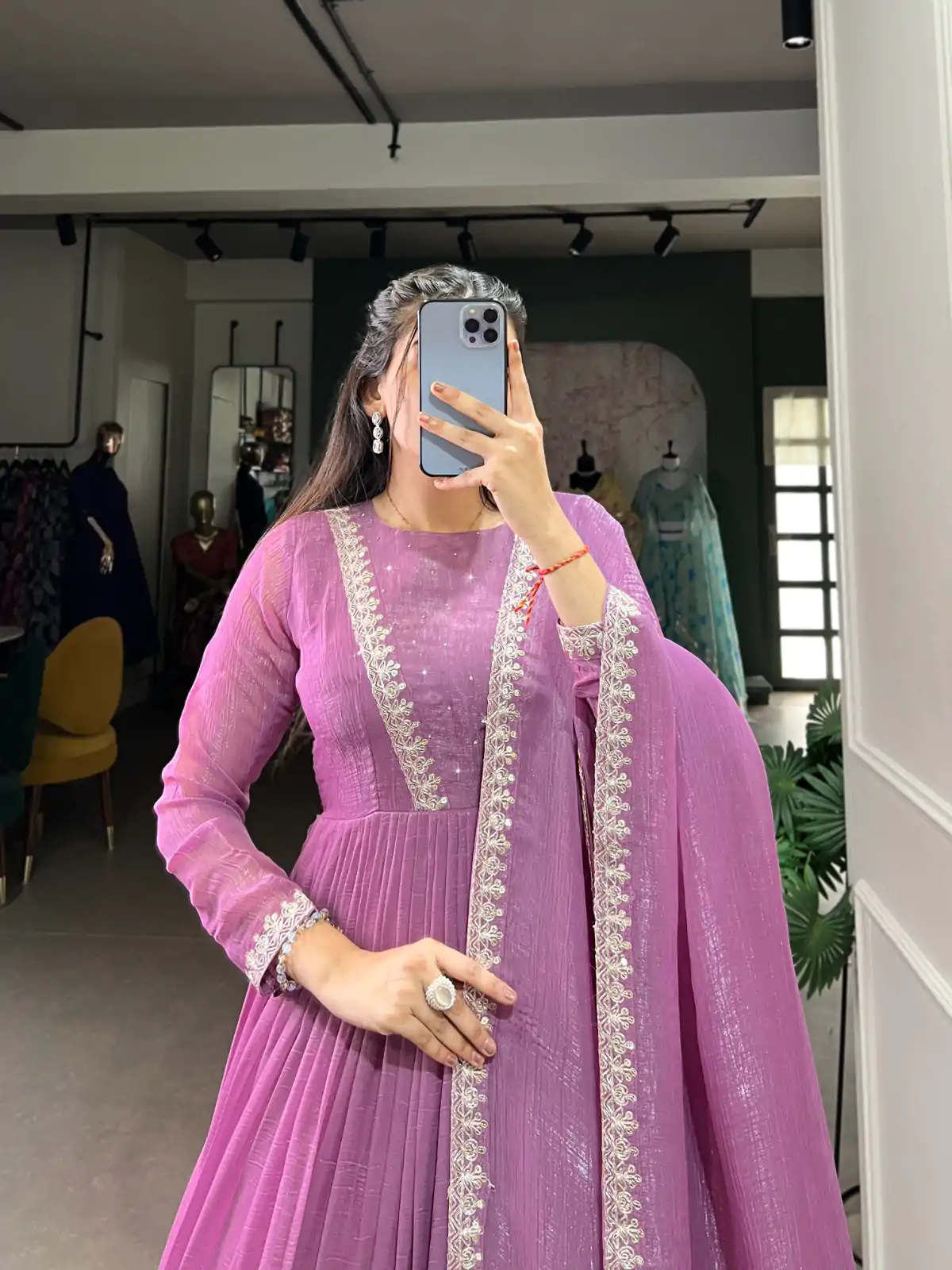 YNF 5500 Purple Color Silver Glory Hotfix Sequins Thread Work Gown Casual, Wedding, Party, Festive, Events Etc. Expected Delivery 4-6 Working Days @1999/- | Gowns, Bollywood Gowns, Creative Gowns, Designer Gowns, Embroidered Gowns, Party Wear Gowns