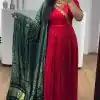 Elegant Red Color Chinon Thread Sequence Work Gown