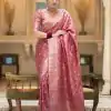 Fancy Peach Color Soft Litchi Silk Kubera Pattu Saree
