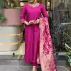 Rani Pink Roman Silk Coding Work Salwar Suit