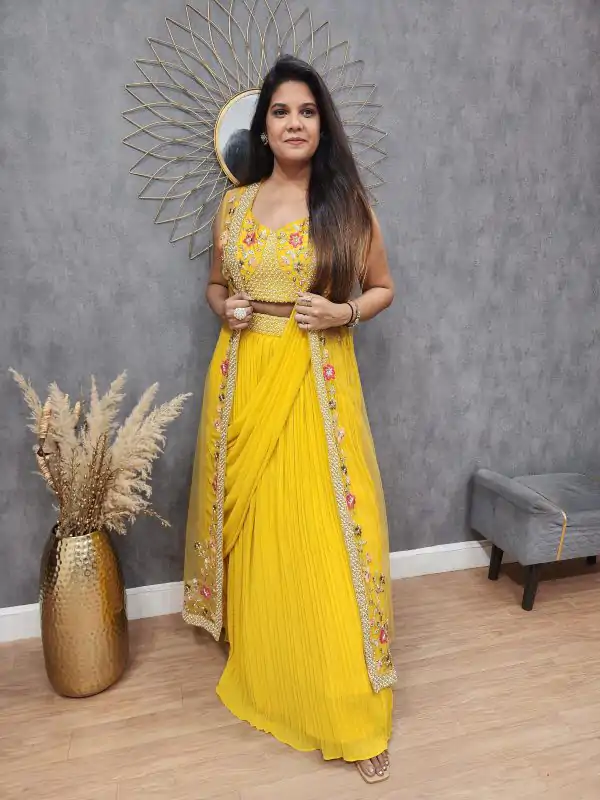 Yellow Georgette With Embroidery Lehenga Choli - Image 2