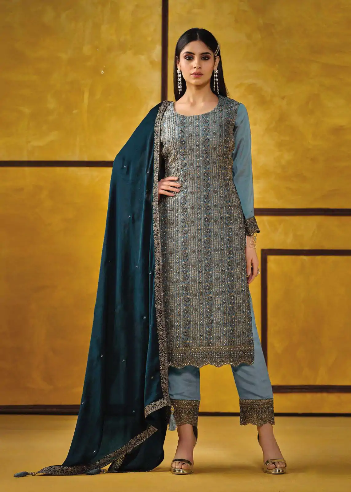 FC 5421 Blue Color Rangoli Coding Sequence Work Salwar Suit Casual, Wedding, Party, Festive, Events Etc.4-6 Working Days@ 2749/-only | Jump Suits, Salwar suit, Casual Suits, Creative suits, Designer Suits, Palazzo Suits, Party Wear Suits, Patiala Suits, Straight Suits
