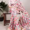 Glowing Grey Color Tushar Silk With Viscose Border Printed Saree