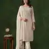 Glowing Half White Color Rangoli Coding Sequence Work Salwar Suit