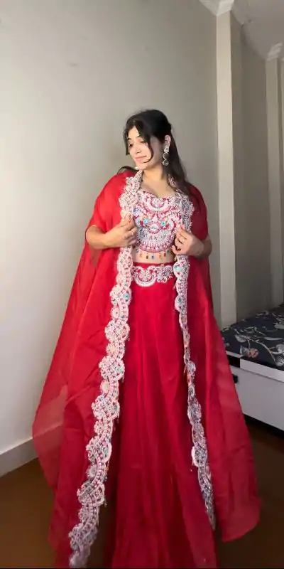 Gorgeous Red Color Georgette Sequence Diamond Work Dhoti Suit