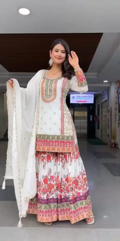 Graceful White Color Georgette Sequences Work Salwar Suit