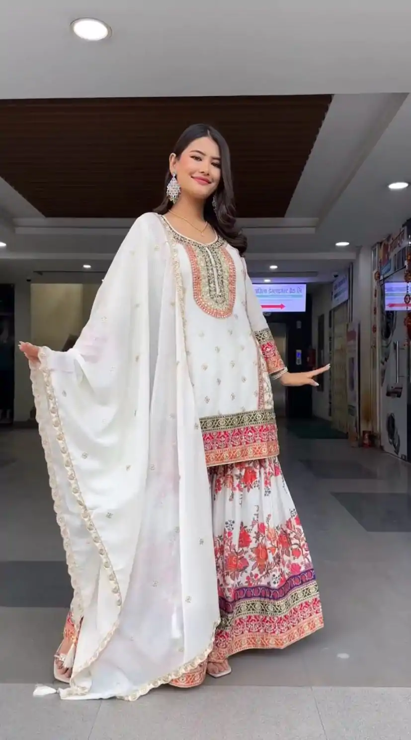 KF 1680 White Color Georgette Sequences Work Salwar Suit Casual, Wedding, Festive, Events . Expected Delivery  4-6 Working Days @2199/- only      | Jump Suits, Salwar suit, Casual Suits, Creative suits, Designer Suits, Palazzo Suits, Party Wear Suits, Patiala Suits, Straight Suits