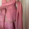 Grand Peach Color Chinon Silk Sequence Work Salwar Suit