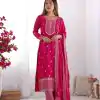 Lovely Pink Color Chinon Silk Embroidery With Jari Work Salwar Suit