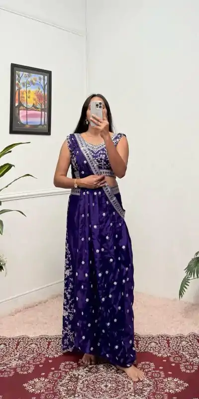 Lovely Purple Color Chinon Embroidery Work Salwar Suit