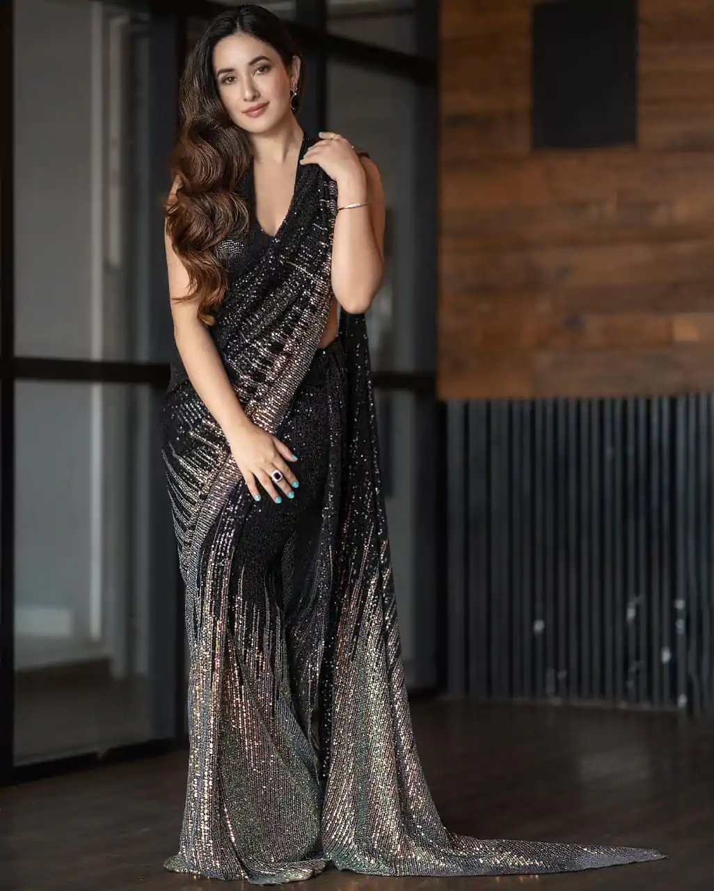 JR 555 Black Color Georgette Sequins All Over Peiping Lace Saree Casual, Wedding, Festive, Events . Expected Delivery  4-6 Working Days @1649/- only                                                                                                                                           | Sarees, Bollywood Sarees, Creative Sarees, Designer Sarees, Embroidered Sarees, Ethnic Saree, Modern Digital sarees, Party Wear Sarees