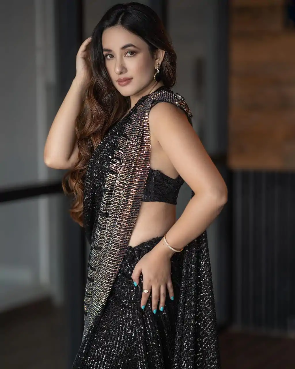 JR 555 Black Color Georgette Sequins All Over Peiping Lace Saree Casual, Wedding, Festive, Events . Expected Delivery  4-6 Working Days @1649/- only                                                                                                                                           | Sarees, Bollywood Sarees, Creative Sarees, Designer Sarees, Embroidered Sarees, Ethnic Saree, Modern Digital sarees, Party Wear Sarees