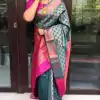 Blue Soft Litchi Silk Jacquard Work On All Over Saree