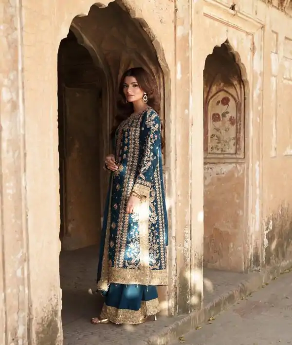 Navy Blue Georgette Sequence Work Salwar Suit - Image 2
