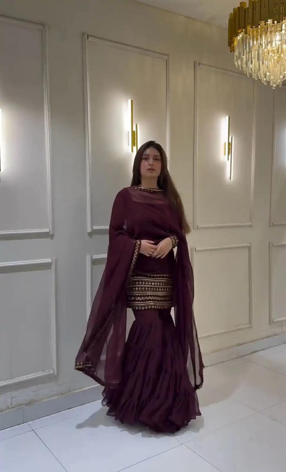 ZF 413 Wine Color Georgette Embroidery Sequence Work Salwar Suit Casual, Wedding, Festive, Events . Expected Delivery  4-6 Working Days @1899/- only      | Jump Suits, Salwar suit, Casual Suits, Creative suits, Designer Suits, Palazzo Suits, Party Wear Suits, Patiala Suits, Straight Suits