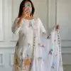 White Roman Silk With Embroidery Work Salwar Suit