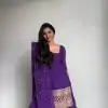 Simple Violet Color Georgette Thread 9mm Sequence Salwar Suit