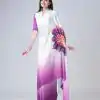 Stylist Purple And White Color Japan Satin Digital Print Work Saree