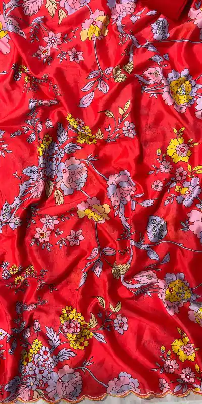 BT 415 Red Color Vichitra Silk Digital Prints Mirror Sequence Work Saree Casual, Wedding, Festive, Events . Expected Delivery 4-6 Working Days @1549/- only | Sarees, Bollywood Sarees, Creative Sarees, Designer Sarees, Embroidered Sarees, Ethnic Saree, Modern Digital sarees, Party Wear Sarees