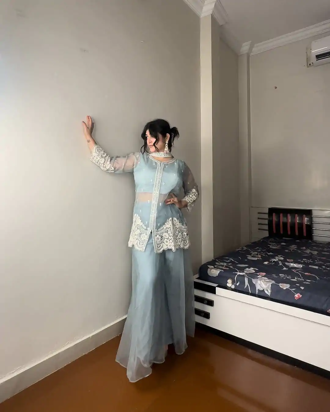 LG 1902 Sky Blue Color Organza Sequence Work Indo-Western Suit Casual, Wedding, Party, Festive, Events Etc.4-6 Working Days@ 2049/-only | Jump Suits, Salwar suit, Casual Suits, Creative suits, Designer Suits, Palazzo Suits, Party Wear Suits, Patiala Suits, Straight Suits