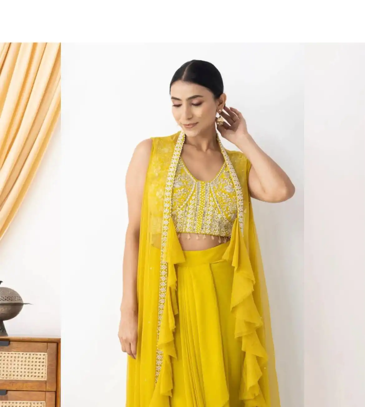 BE 332 Yellow Color Georgette Beads Sequence Work Lace Dhoti Suit Casual, Wedding, Party, Festive, Events Etc.4-6 Working Days@ 2099/-only | Jump Suits, Salwar suit, Casual Suits, Creative suits, Designer Suits, Palazzo Suits, Party Wear Suits, Patiala Suits, Straight Suits