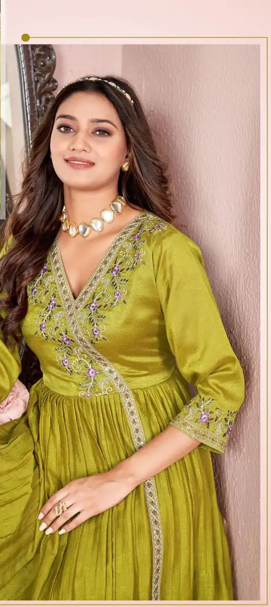 Trendy Light Yellow Color Vichitra Silk Embroidery Work Salwar Suit