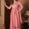 Trendy Peach Color Vichitra Silk Embroidery Work Salwar Suit