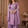 Trendy Purple Color Vichitra Silk Embroidery Work Salwar Suit
