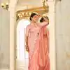 Fantastic Peach Color Chinon Embroidery Work Lace Border Saree