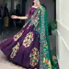 Wonderful Purple Color Tushar Silk Printed Foil Work Lehenga Choli