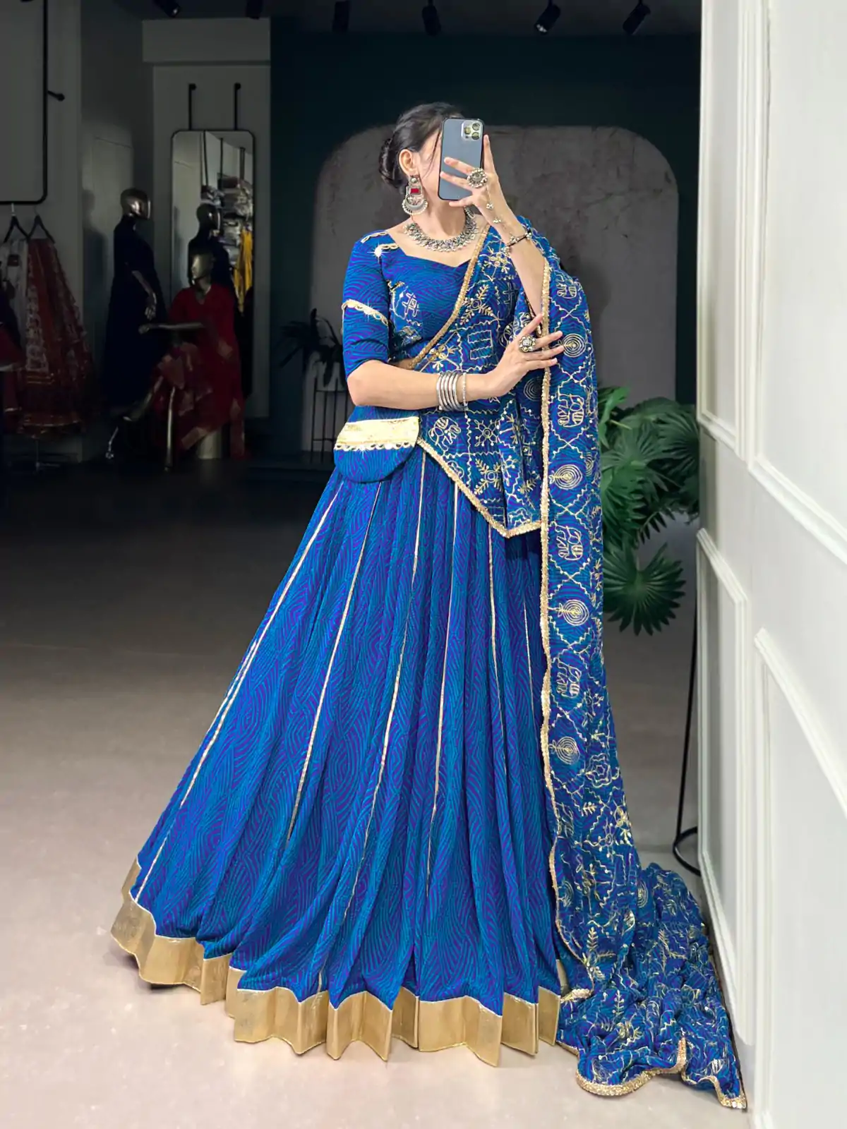 LNB 1701 Blue Color Georgette Bandhej Print And Embossed Lace Lehenga Choli Wedding, Party, Festive, Events Etc. Delivery 4-6 Working Days Rs 3999 | Lehenga, Bollywood Lehenga, Creative Lehenga, Designer Lehenga, Embroidered Lehenga, Party Wear Lehenga