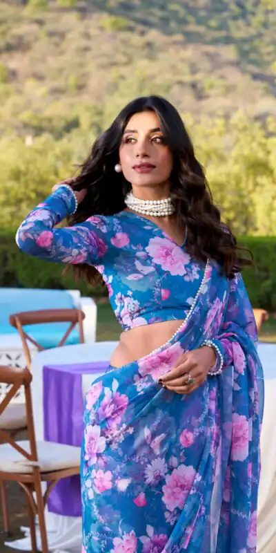 YNF 7010 Blue Color Weightless Marbal Floral Printed Pearl Lace Saree Casual, Wedding, Festive, Events . Expected Delivery 4-6 Working Days @1599/- only | Sarees, Bollywood Sarees, Creative Sarees, Designer Sarees, Embroidered Sarees, Ethnic Saree, Modern Digital sarees, Party Wear Sarees