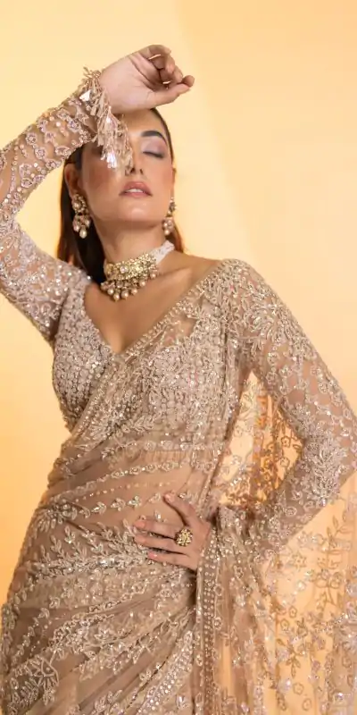 DF 3462 Cream Color Butterfly Net Heavy 5mm Sequins Embroidery work Saree Casual, Wedding, Festive, Events . Expected Delivery  4-6 Working Days @1999/- only                                                                                | Sarees, Bollywood Sarees, Creative Sarees, Designer Sarees, Embroidered Sarees, Ethnic Saree, Modern Digital sarees, Party Wear Sarees