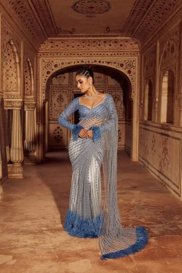 DF 3446 Firozi Color Mono Net 5mm Multy & Sequins Embroidery Work Saree Casual, Wedding, Festive, Events . Expected Delivery  4-6 Working Days @1759/- only                                                                                | Sarees, Bollywood Sarees, Creative Sarees, Designer Sarees, Embroidered Sarees, Ethnic Saree, Modern Digital sarees, Party Wear Sarees